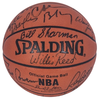 NBA Hall Of Famers & Stars Multi-Signed Basketball With 13 Signatures Including Erving, Drexler, Barkley & More! - (Beckett)